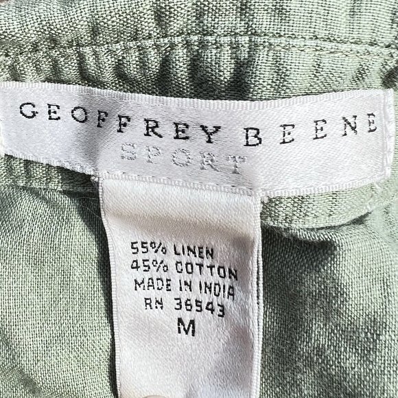 Geoffrey Beene Womens Green Linen Blend Tank Open‎ Work Detail Side Zip Size M - Picture 6 of 7